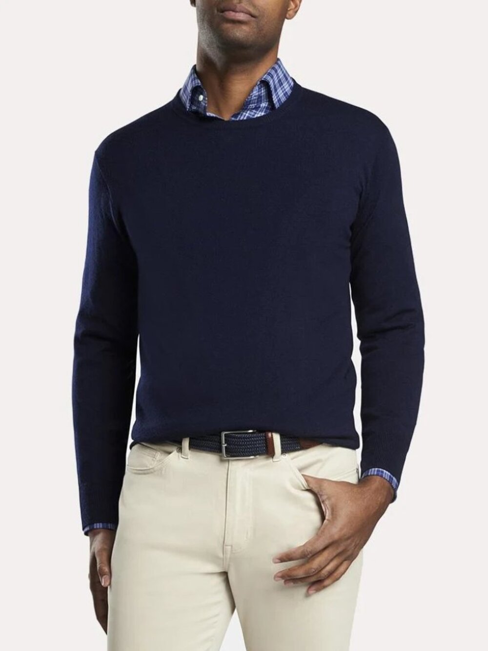Peter Millar Crown Soft Crew Sweater Wool Silk Navy Blue L